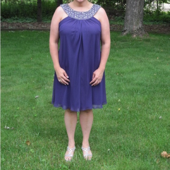 JS Boutique Deep Purple Embellished Dress - Picture 3 of 7